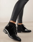 vices Botine Negre Elegante cu carâmb șiretuit Vlerrie