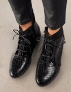 vices Botine Negre Elegante cu carâmb șiretuit Vlerrie