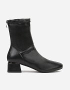 vices Botine Negre Elegante Tip șosetă cu toc gros și aplicații metalice Rivite