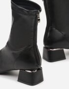 vices Botine Negre Elegante Tip șosetă cu toc gros și aplicații metalice Rivite