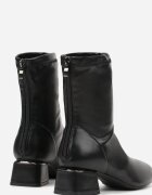 vices Botine Negre Elegante Tip șosetă cu toc gros și aplicații metalice Rivite