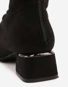vices Botine Negre Elegante Tip șosetă din imitație de piele întoarsă cu toc bloc cu ornament metalic nituit