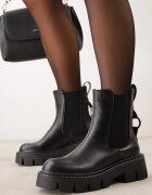 vices Botine Negre Ghete Chelsea cu Platformă Decorate cu Aplicație Metalică Zaidera
