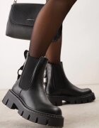 vices Botine Negre Ghete Chelsea cu Platformă Decorate cu Aplicație Metalică Zaidera