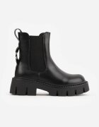 vices Botine Negre Ghete Chelsea cu Platformă Decorate cu Aplicație Metalică Zaidera
