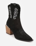 vices Botine negre în stil cowboy pe toc conic decorate cu broderie Xalfedi
