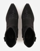 vices Botine negre în stil cowboy pe toc conic decorate cu broderie Xalfedi