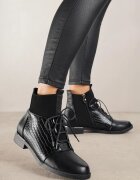vices Botine Negre în stil ghete cu model piele de crocodil Alirriva