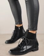 vices Botine Negre în stil ghete cu model piele de crocodil Alirriva