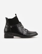 vices Botine Negre în stil ghete cu model piele de crocodil Alirriva