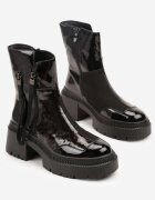 vices Botine Negre Lăcuite decorate cu panglică Rotine