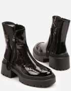vices Botine Negre Lăcuite decorate cu panglică Rotine