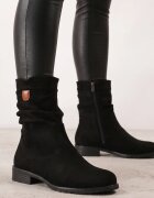 vices Botine Negre până la jumătatea gambei din imitație de piele întoarsă și cu carâmb încrețit Alemiphae