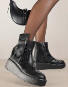 vices Botine Negre pe coturn și platformă Ornate cu fermoar Gattie