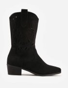 vices Botine Negre pe Toc Gros Cowboy cu Carâmb Ajurat Rivori