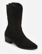 vices Botine Negre pe Toc Gros Cowboy cu Carâmb Ajurat Rivori