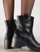 vices Botine Negre pe Toc Gros decorate cu Aplicație Litere Lorrise