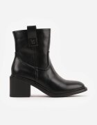 vices Botine Negre pe Toc Gros decorate cu Aplicație Litere Lorrise