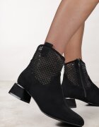 vices Botine Negre pe toc gros decorate cu plasă pe carâmb Deovenna