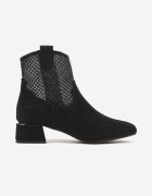 vices Botine Negre pe toc gros decorate cu plasă pe carâmb Deovenna