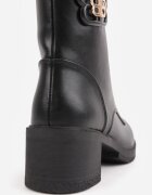 vices Botine Negre stil ghete cu toc bloc decorate cu aplicație Nuvitte