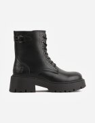 vices Botine Negre Stil Worker cu Cataramă Decorativă la Gambă Deosia
