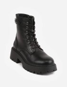 vices Botine Negre Stil Worker cu Cataramă Decorativă la Gambă Deosia
