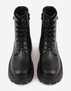 vices Botine Negre Stil Worker cu Cataramă Decorativă la Gambă Deosia