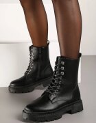 vices Botine Negre Worker pe Talpă Plată Finisate cu Zirconii Lerissna