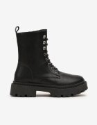 vices Botine Negre Worker pe Talpă Plată Finisate cu Zirconii Lerissna