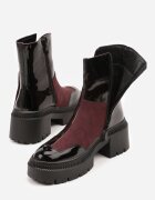 vices Botine Negru-Bordeaux Lăcuite Decorate cu panglică Rotine
