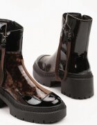 vices Botine Negru-Maro Lăcuite decorate cu panglică Rotine
