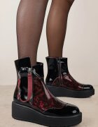 vices Botine Negru-Roșii Lăcuite cu pană și platformă Decorate cu Fermoar Gattie