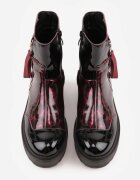 vices Botine Negru-Roșii Lăcuite cu pană și platformă Decorate cu Fermoar Gattie
