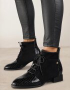 vices Botine până la gleznă Negre Cu șireturi Cu imprimeu piele de șarpe Wedvire