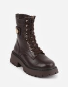 vices Botine stil worker Negre cu Ornament Metalic pe Carâmb Cevea Maro