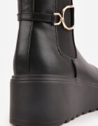 vices Botine tip Chelsea negre pe platformă decorate cu catarame Falinnea