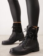 vices Botine tip trzewici cu inserții din piele de șarpe și fermoar decorativ Tinoa Negre