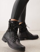 vices Botine tip trzewici cu inserții din piele de șarpe și fermoar decorativ Tinoa Negre