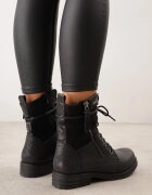 vices Botine tip trzewici cu inserții din piele de șarpe și fermoar decorativ Tinoa Negre