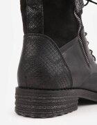 vices Botine tip trzewici cu inserții din piele de șarpe și fermoar decorativ Tinoa Negre