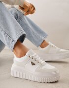 vices Chunky Sneakers Albi cu aplicație triunghiulară pe platformă Cezaline