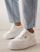 vices Chunky Sneakers Albi cu aplicație triunghiulară pe platformă Cezaline