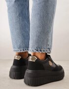 vices Chunky Sneakersy Negre cu Aplicație pe Platformă cu Striații Ilunatesa