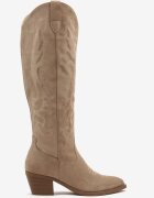 vices Cizme Cowboy Bej închis în Stil Clasic din Imitație de Piele Întoarsă Lataselia