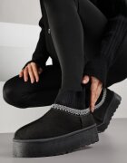 vices Cizme de zăpadă Negre pe platformă cu carâmb tip șosetă și Broderie Ebentia