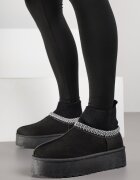 vices Cizme de zăpadă Negre pe platformă cu carâmb tip șosetă și Broderie Ebentia