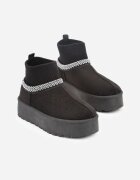 vices Cizme de zăpadă Negre pe platformă cu carâmb tip șosetă și Broderie Ebentia