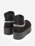 vices Cizme de zăpadă Negre pe platformă cu carâmb tip șosetă și Broderie Ebentia