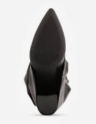 vices Cizme Elegante Negre cu toc gros cu carâmb încrețit care imită un crac de pantalon Favea